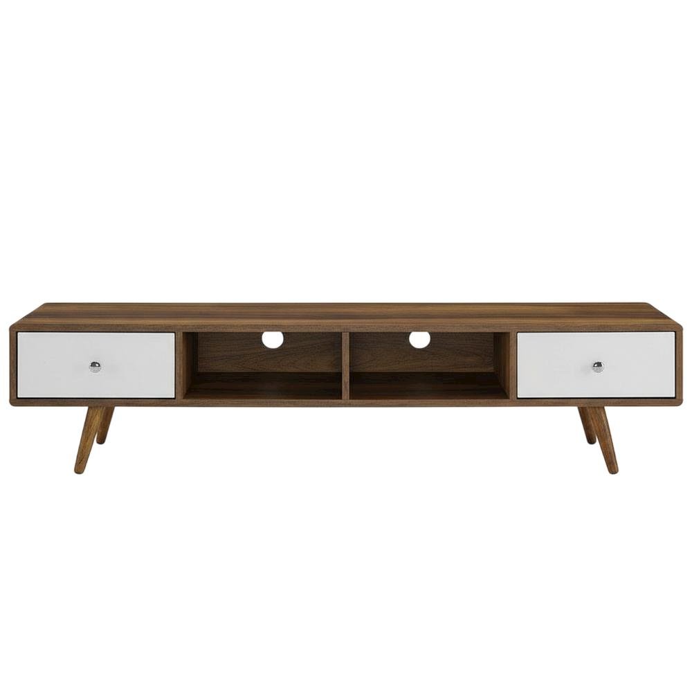 Wood TV Stand with Brown Finish and Spacious Surface. Picture 4