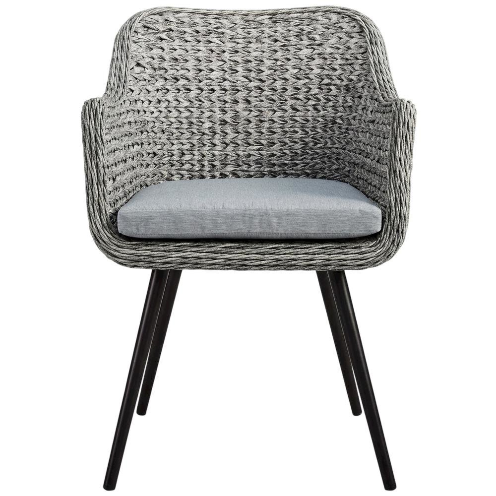 Outdoor Wicker Rattan Dining Armchair With Armrest And Classic Design. Picture 4