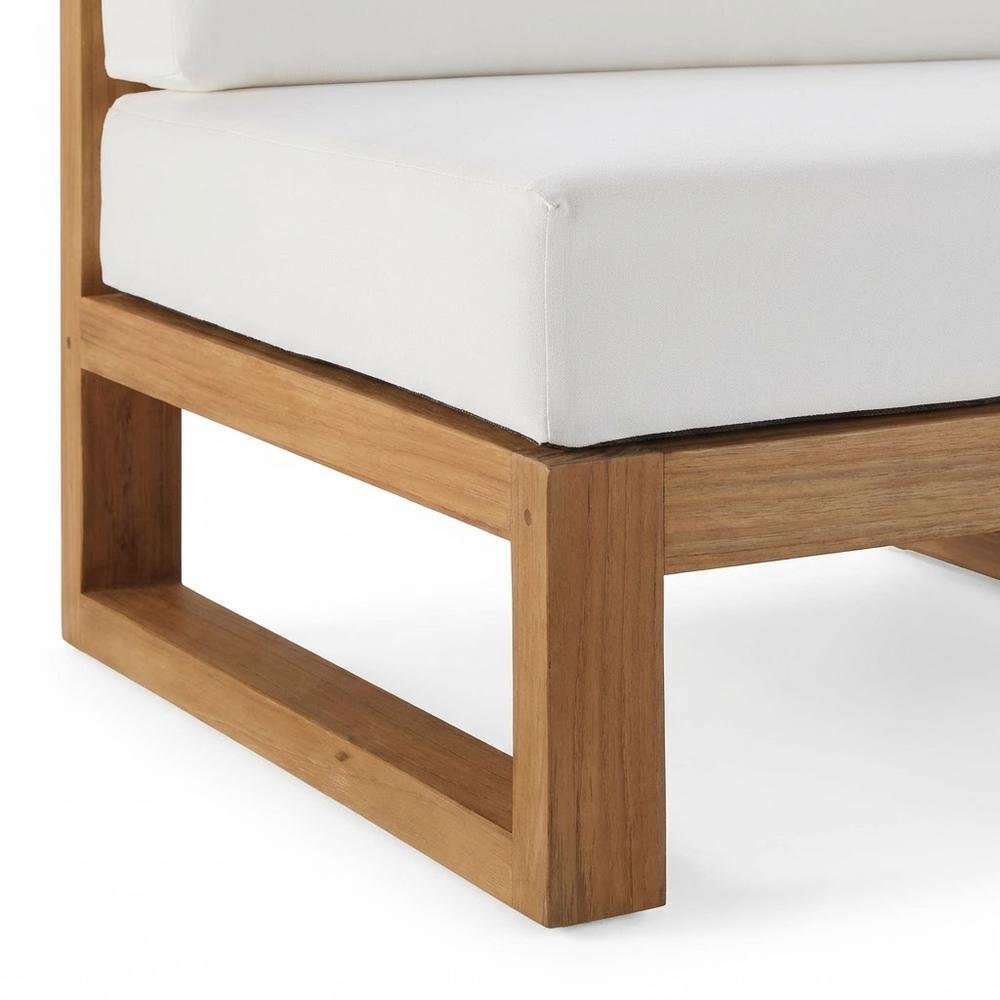 Teak Wood Armless Outdoor Lounge Chair With Comfortable Backrest. Picture 6
