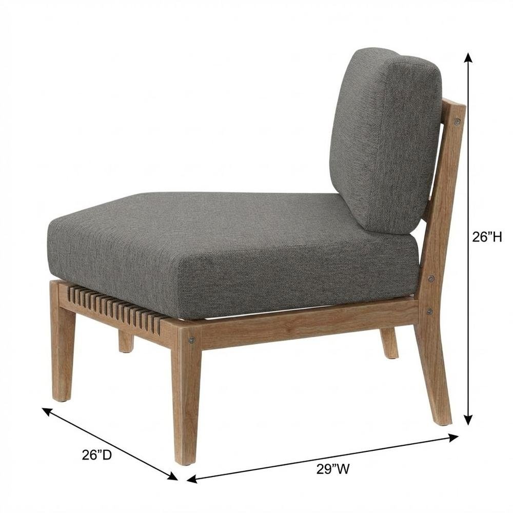 Teak Wood Outdoor Lounge Chair With Armless Design And Comfortable Cushions. Picture 7