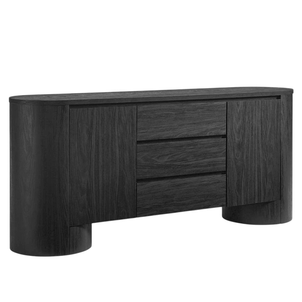 Rounded Sideboard Storage Cabinet In Classic Finish With Spacious Shelving. Picture 1
