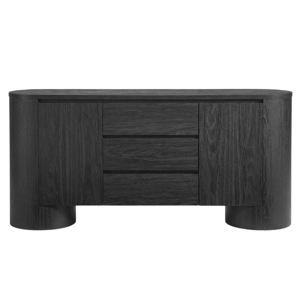 Rounded Sideboard Storage Cabinet In Classic Finish With Spacious Shelving. Picture 4