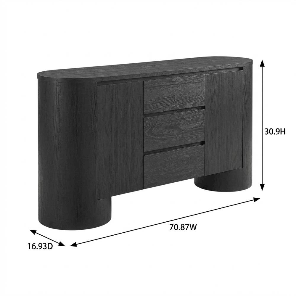 Rounded Sideboard Storage Cabinet In Classic Finish With Spacious Shelving. Picture 7