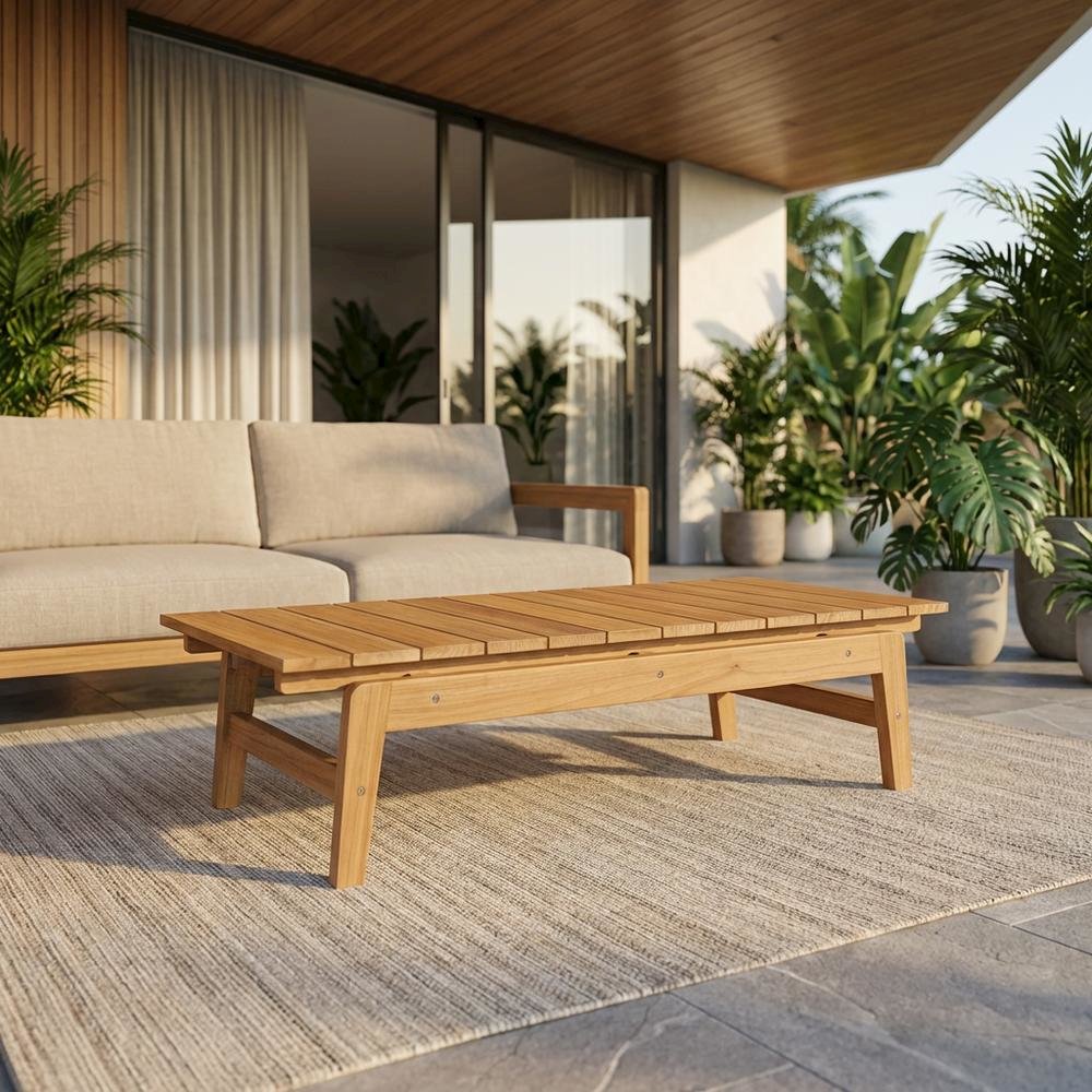 Teak Outdoor Coffee Table with Sleek Design and Durable Construction. Picture 2