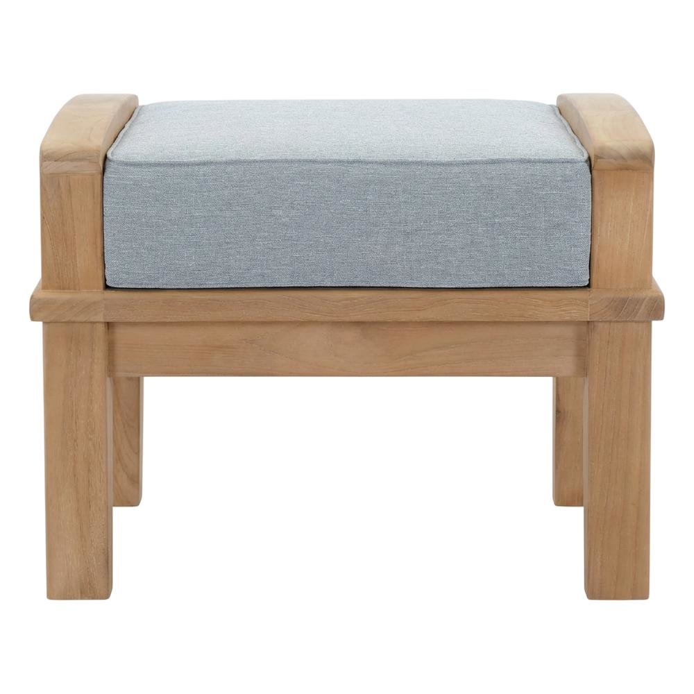 Teak Outdoor Ottoman With Cushioned Seat For Patio Lounging. Picture 4