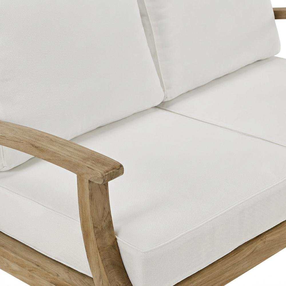 Outdoor Patio Teak Loveseat With Cushioned Seating For Outdoor Relaxation. Picture 5