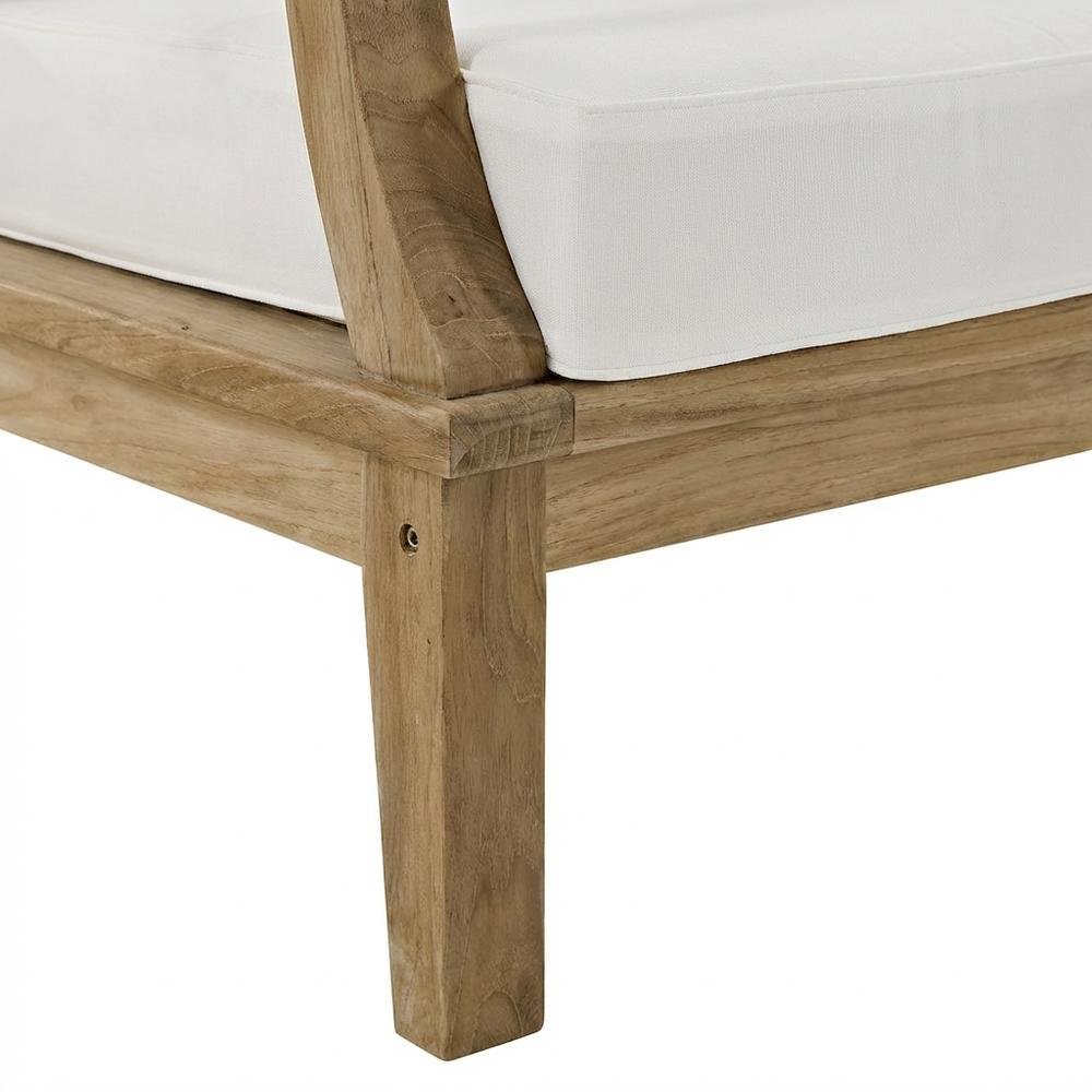 Outdoor Patio Teak Loveseat With Cushioned Seating For Outdoor Relaxation. Picture 6