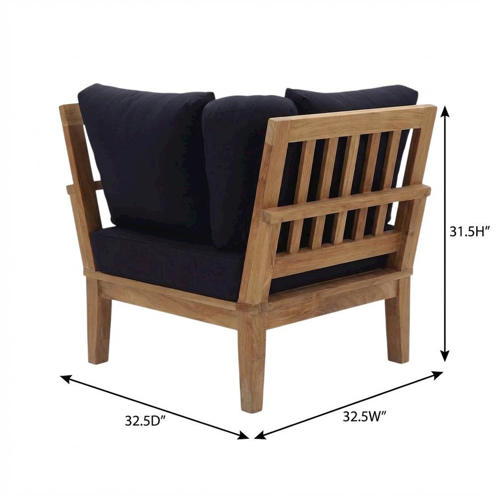 Teak Outdoor Patio Corner Sofa With Cushions And Stylish Design. Picture 7