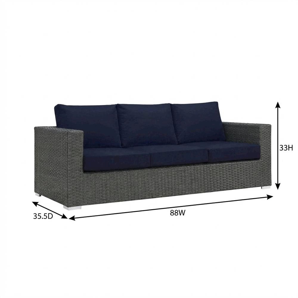 Outdoor Sunbrella Fabric Patio Lounge Sofa, Cushions, Comfortable Outdoor Living. Picture 7