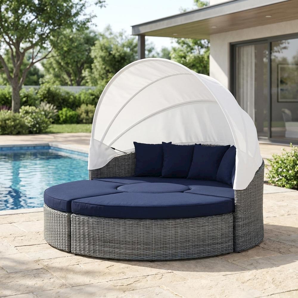 Outdoor Patio Sunbrella Daybed With Weather-Resistant Fabric. Picture 3