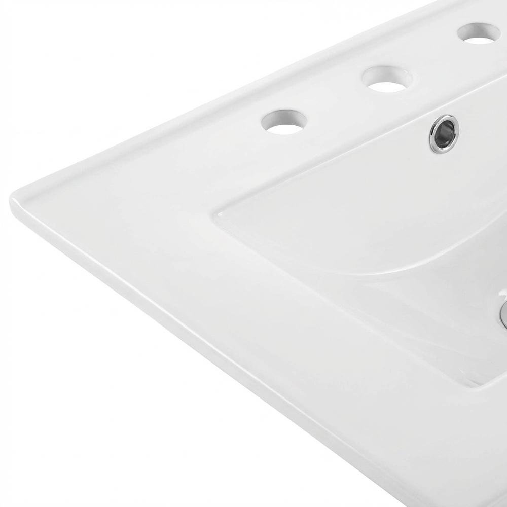 White 24-Inch Ceramic Bathroom Sink Top, Centerset Faucet Holes. Picture 5
