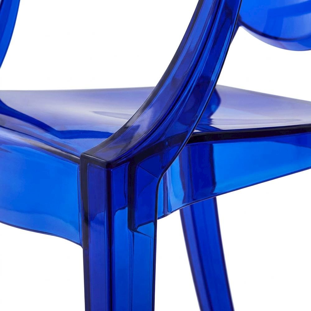 Acrylic High-Back Dining Armchairs with Arms, Blue, Set of 2. Picture 5