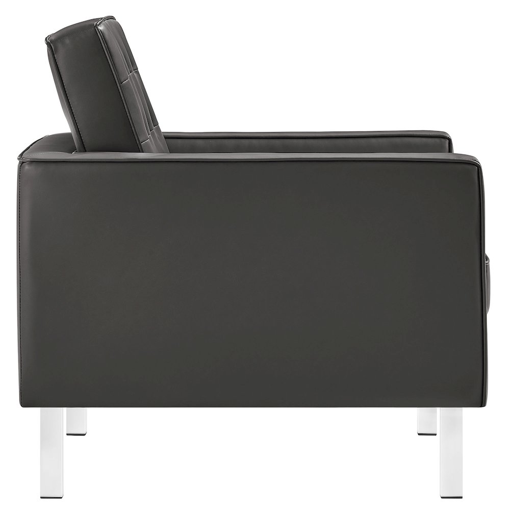 Loft Tufted Vegan Leather Armchair and Ottoman Set. Picture 4