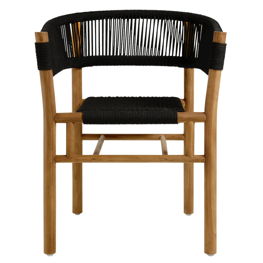 Vienna 5-Piece Outdoor Patio Teak and Rope Dining Set with Curved-Back Armchairs. Picture 9