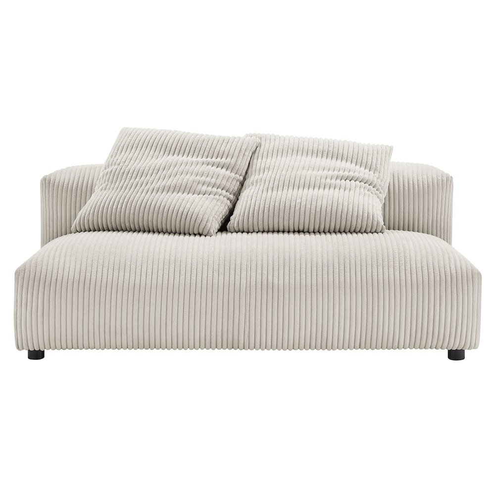 Solace Modular Corduroy Upholstered Armless Loveseat and Ottoman Set. Picture 7