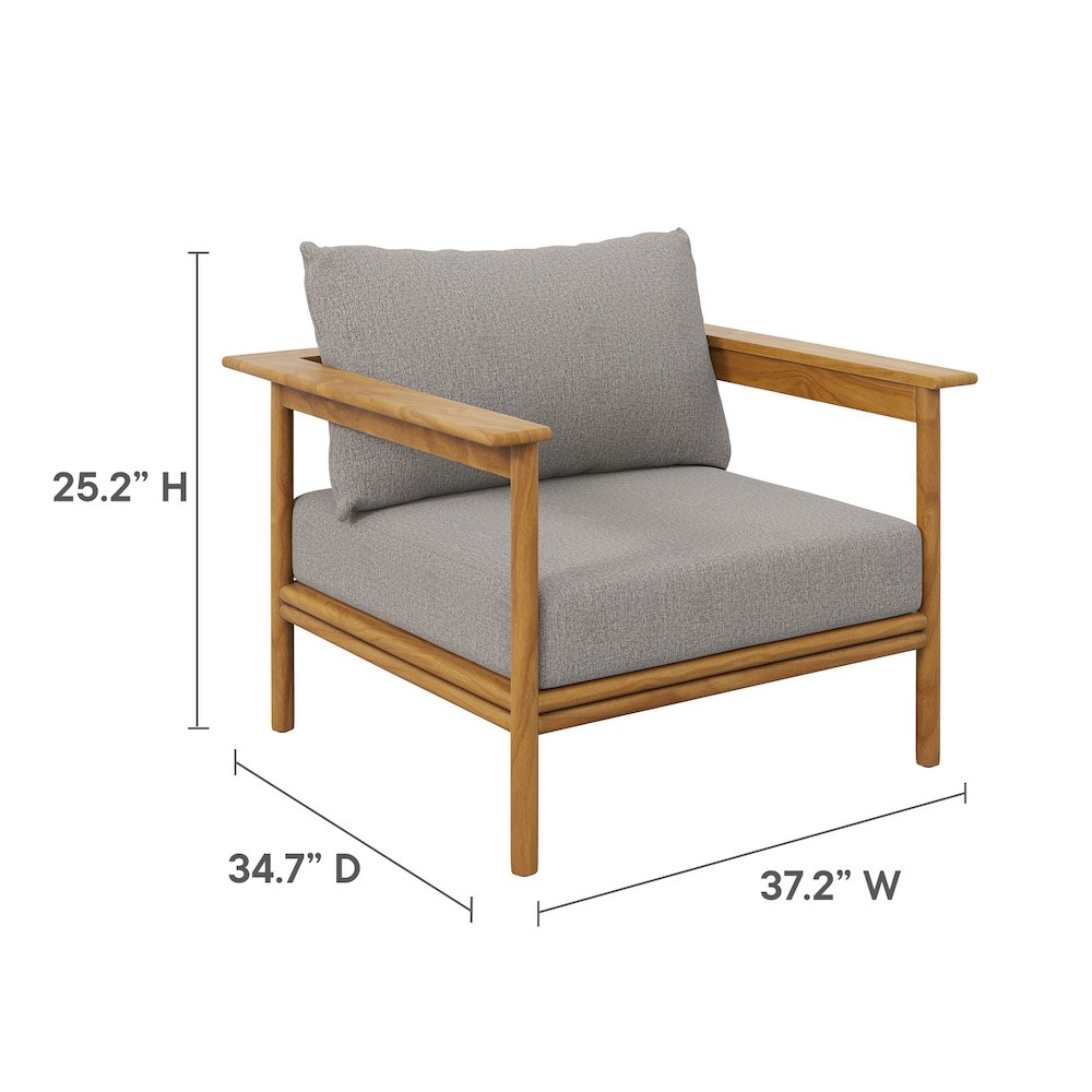 Wren Outdoor Patio Teak Wood Armchair and Ottoman Set. Picture 3