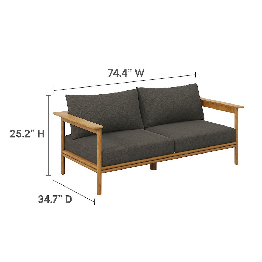 Wren 2-Piece Outdoor Patio Teak Wood Sofa and Ottoman Set. Picture 3