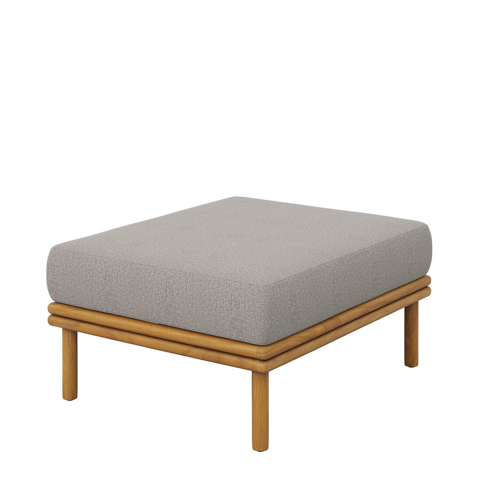Wren Outdoor Patio Teak Wood Armchair and Ottoman Set. Picture 6