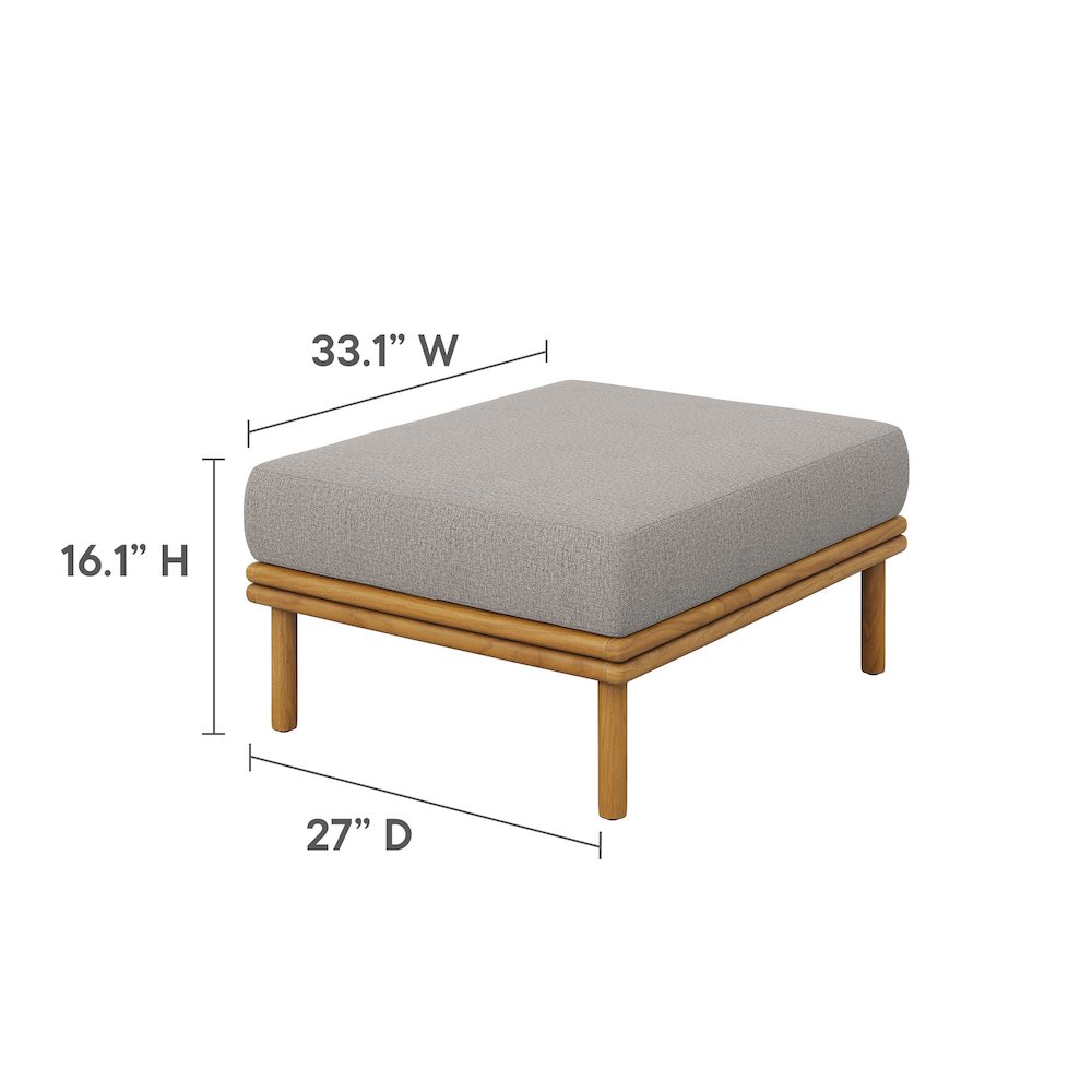 Wren Outdoor Patio Teak Wood Armchair and Ottoman Set. Picture 4