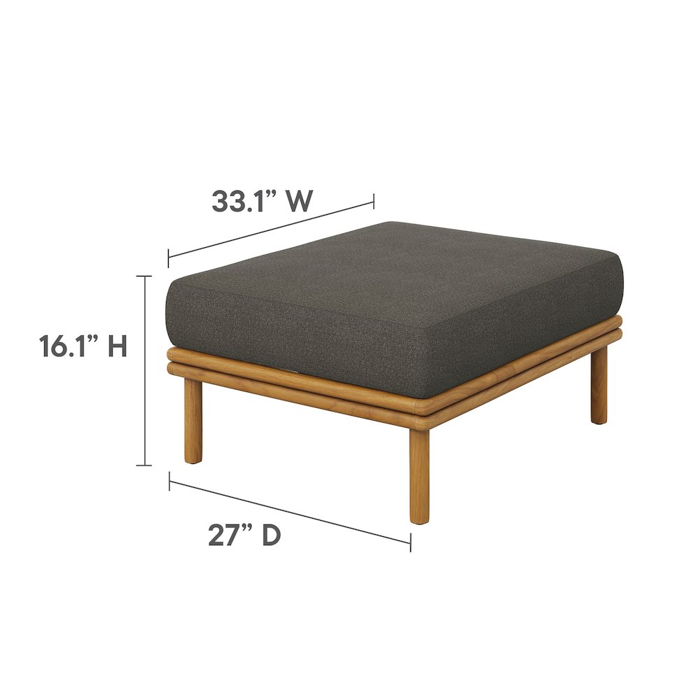 Wren Outdoor Patio Teak Wood Armchair and Ottoman Set. Picture 4