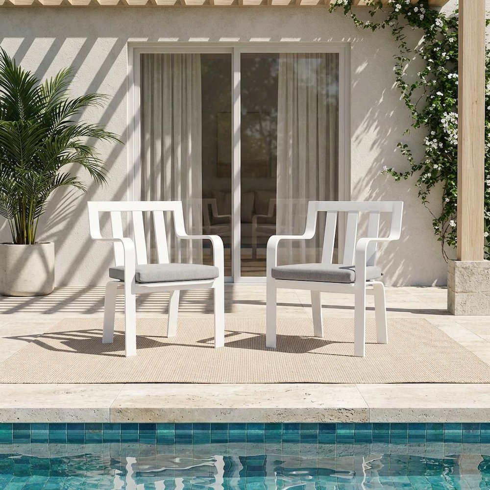 Aluminum Armchair Set For Outdoor Patio With Stackable Design, Backrest. Picture 2