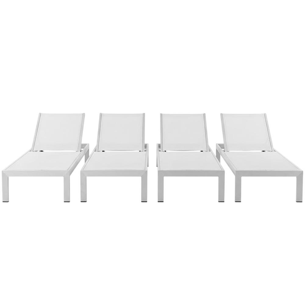 Set Of 4 Aluminum Outdoor Lounge Chairs With Weather-Resistant Design. Picture 4