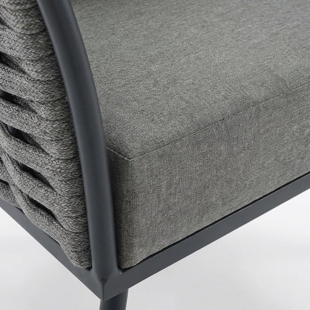 Outdoor Patio Aluminum Armchair With Cushioned Seat And Armrests. Picture 5