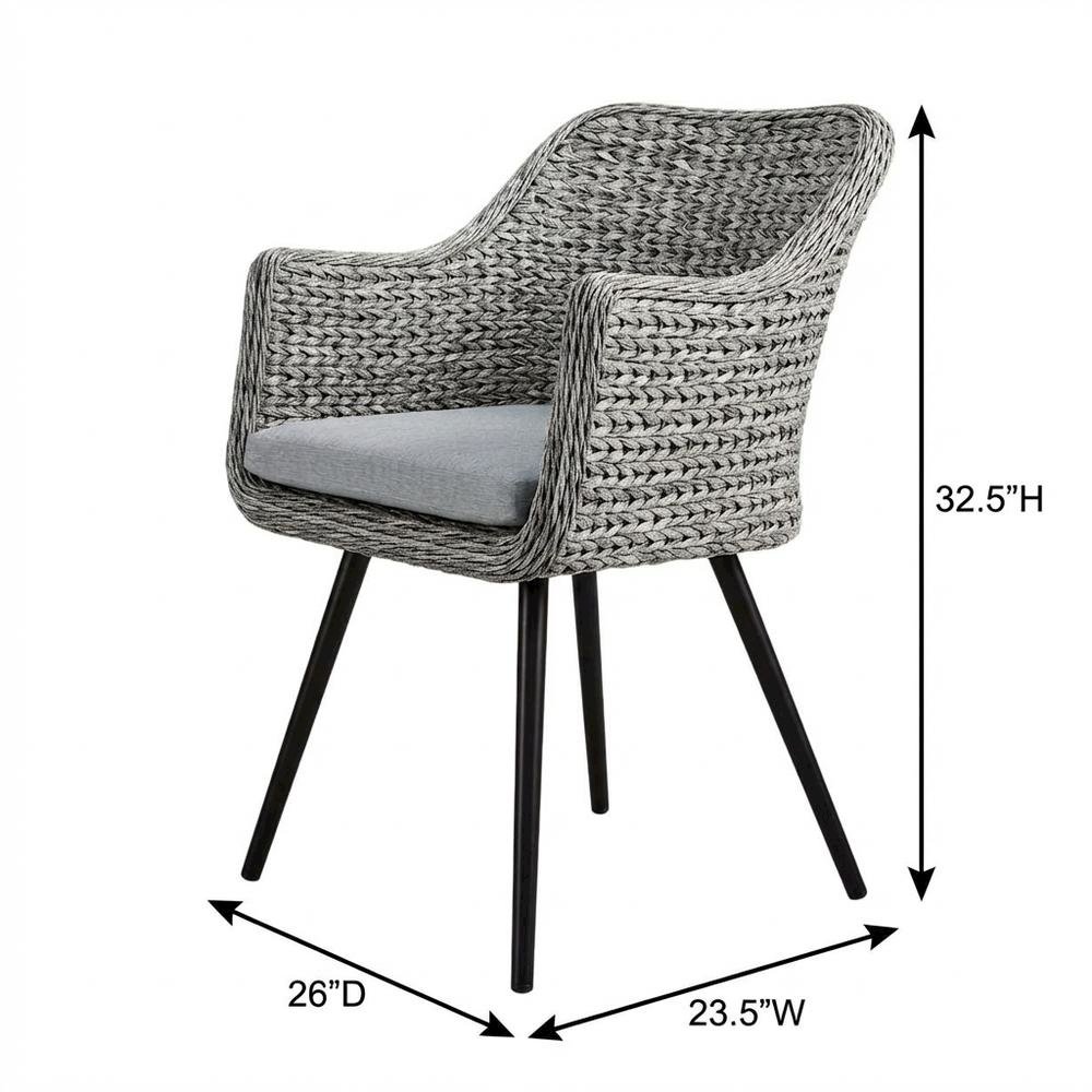 Outdoor Wicker Rattan Dining Armchair With Armrest And Classic Design. Picture 7