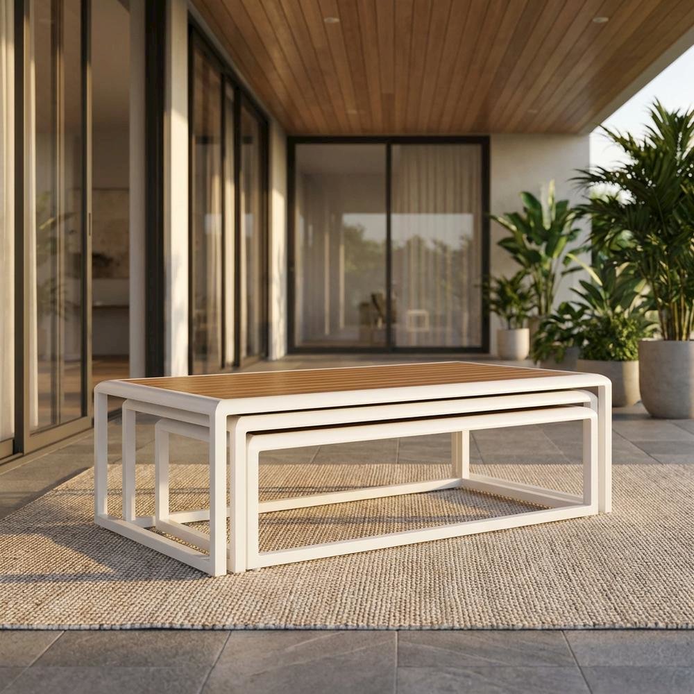 Aluminum Outdoor Coffee Table with Durable Finish and Modern Design. Picture 2