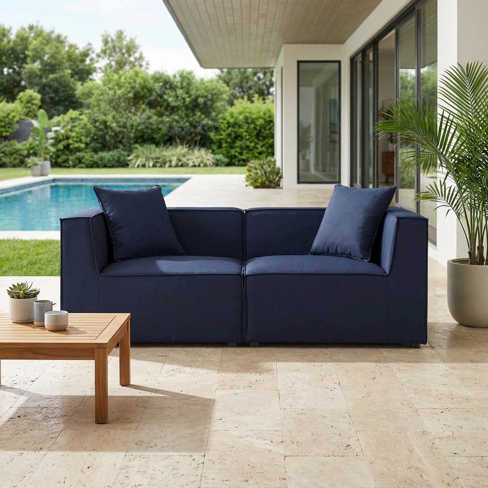 Outdoor Sectional Sofa Set with Upholstered Loveseats for Patio Living. Picture 3
