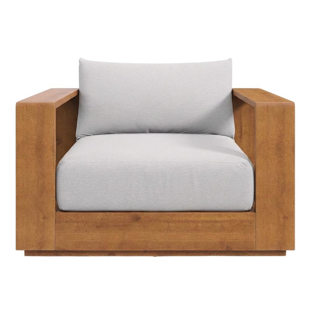 Outdoor Patio Acacia Wood Chair With Armrests And Comfortable Backrest. Picture 4