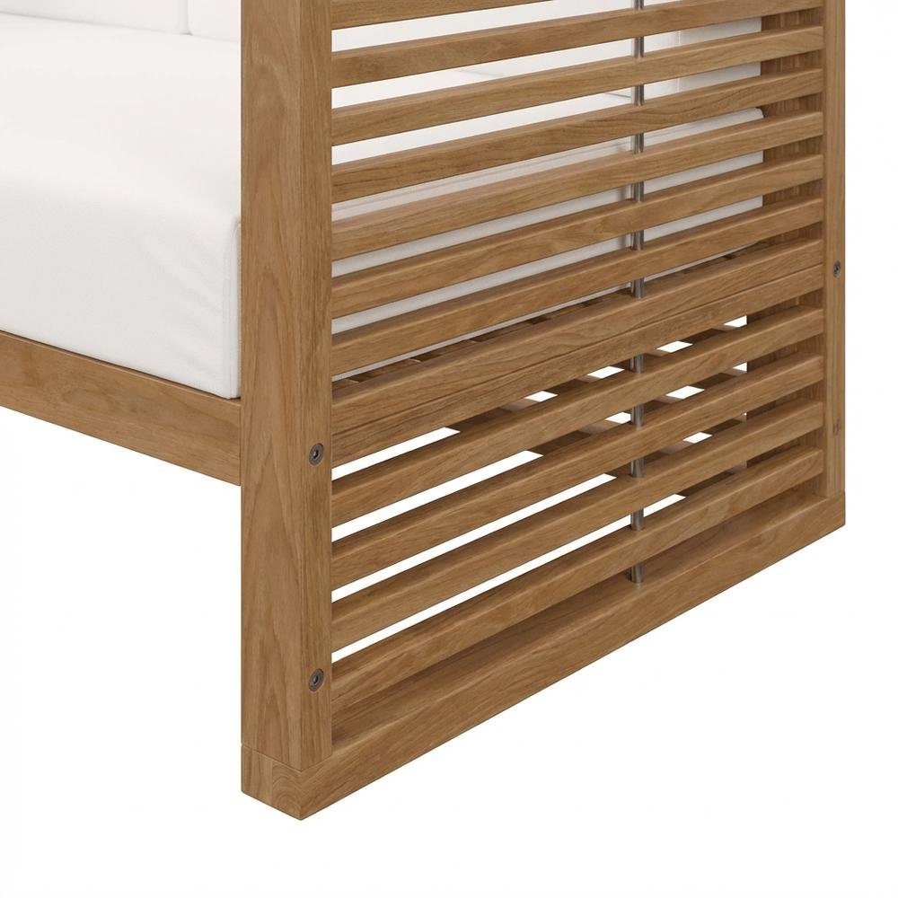 Teak Wood Outdoor Loveseat with Cushioned Seating and Sturdy Armrests. Picture 6