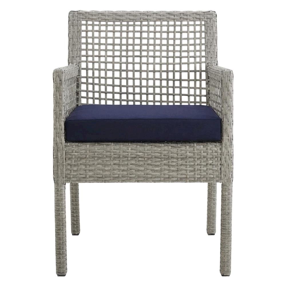 Outdoor Patio Wicker Rattan Armchair for Dining, Cushioned, Lounge Style. Picture 4
