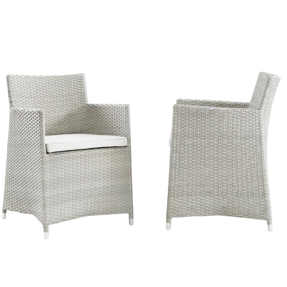 Set Of 2 Outdoor Wicker Lounge Chairs With Cushions And Armrests. Picture 1