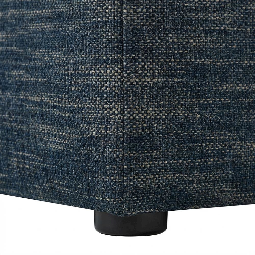 Square Woven Heathered Fabric Ottoman with Cushioned Top for Outdoor Lounge. Picture 6