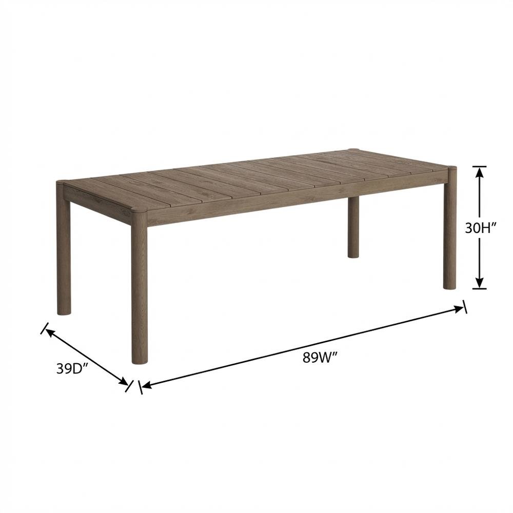 Gray Outdoor Teak Wood Dining Table with Spacious Surface. Picture 7