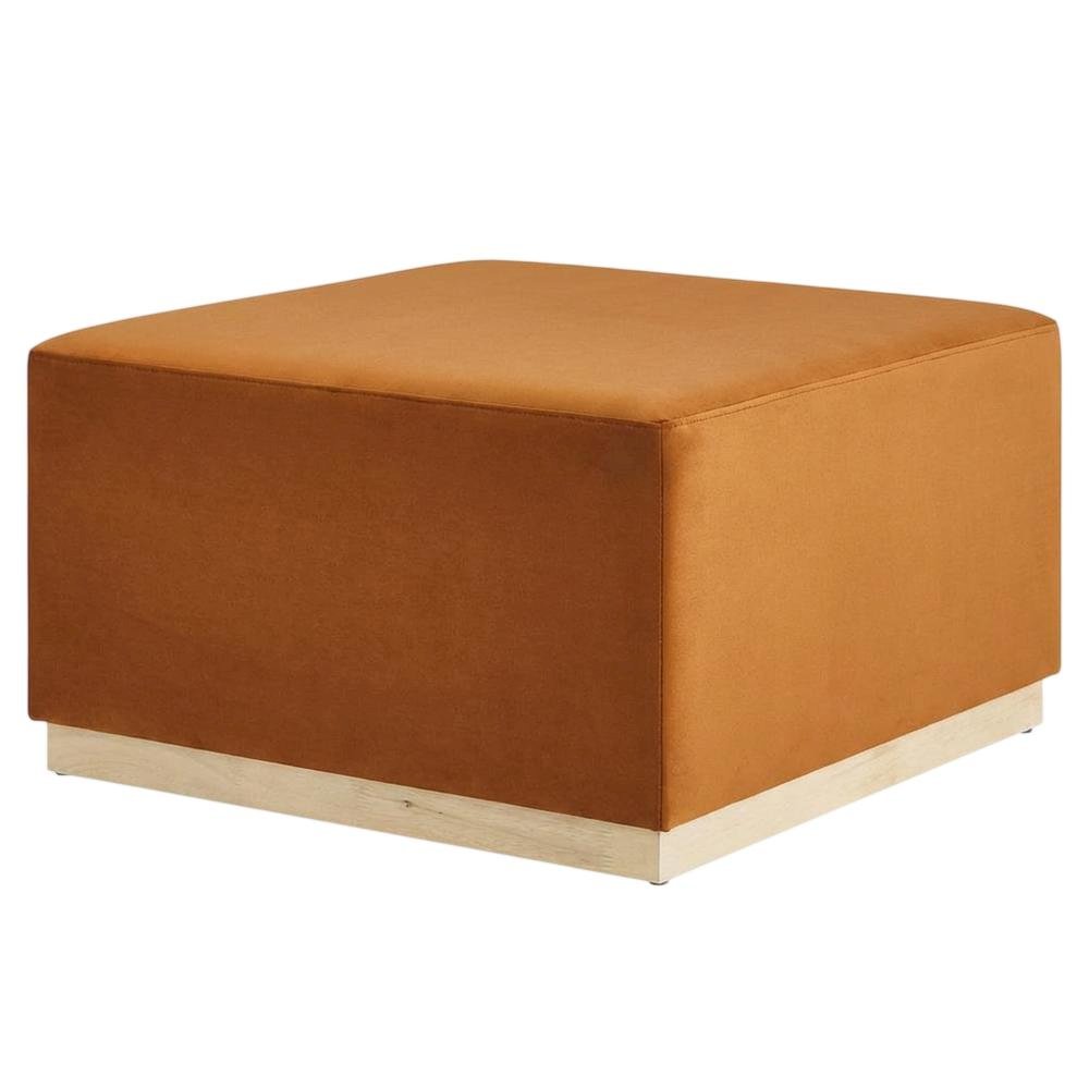 Square Performance Velvet Ottoman In Neutral Color, Outdoor Spaces, 28-Inch Size. Picture 1