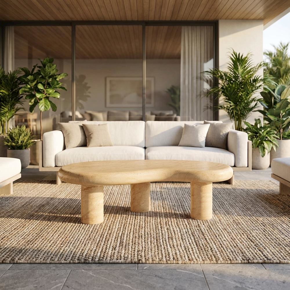 Textured Faux Indoor-Outdoor Coffee Table With Durable Finish. Picture 2