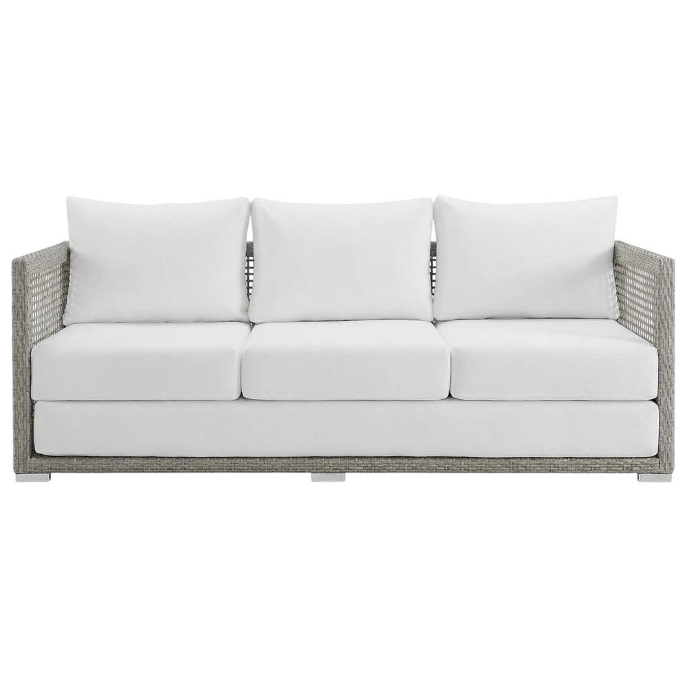 Outdoor Wicker Rattan Sofa with Armrest and Back Cushion for Patio Lounge. Picture 4
