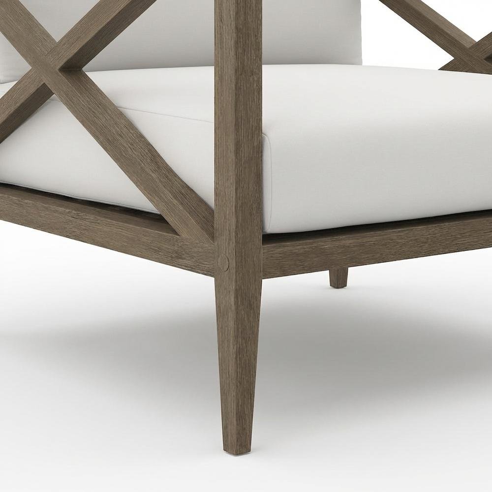 Teak Outdoor Patio Armchair With Wide Armrests And Durable Build. Picture 6