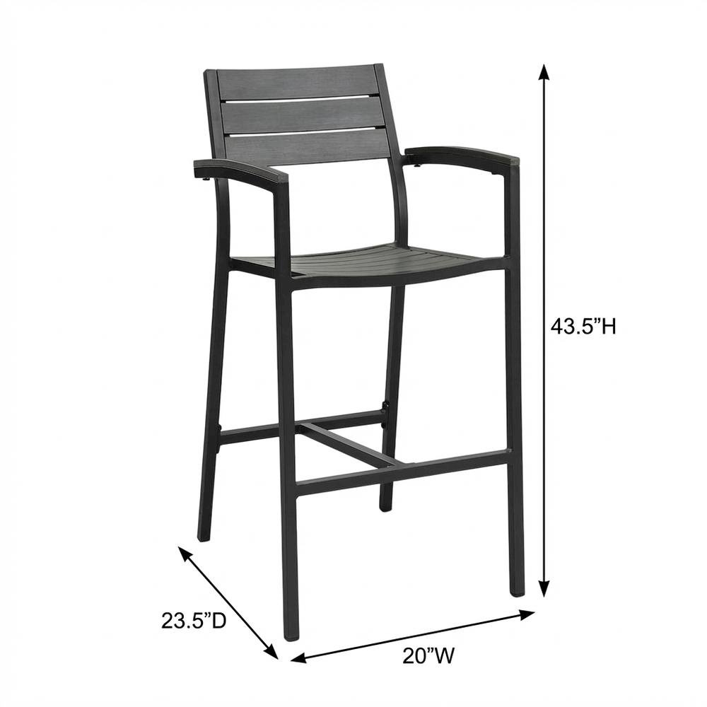 Outdoor Bar Stool Set with Aluminum Finish, Armrest & Backrest Comfort. Picture 4