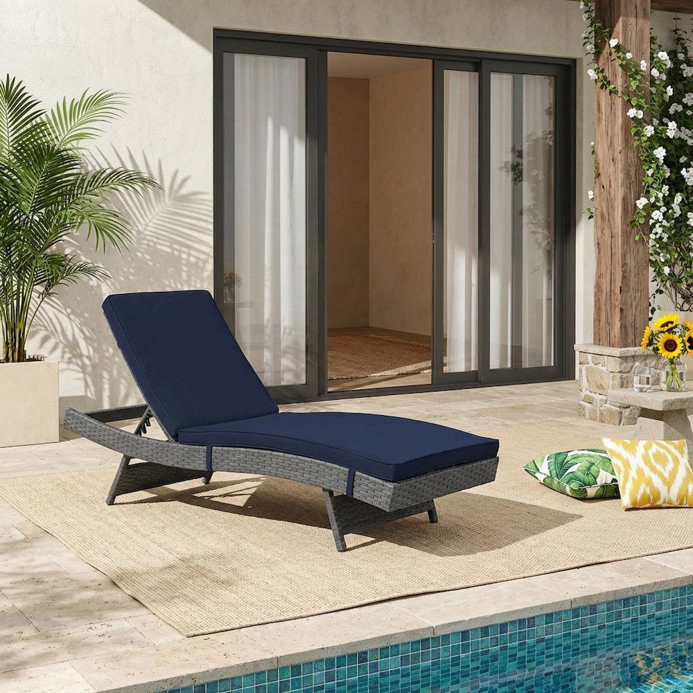 Outdoor Patio Lounge Chair With Cushion, Weather-Resistant Frame. Picture 2
