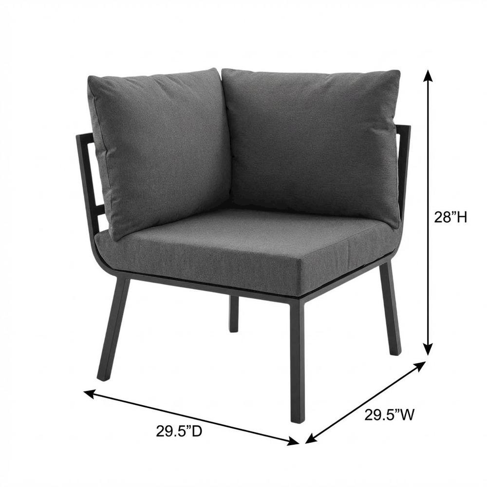 Outdoor Patio Aluminum Corner Chair With Cushioned Seat And Armrests. Picture 7