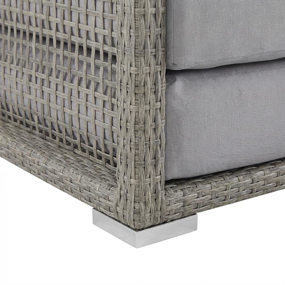 Outdoor Patio Wicker Rattan Sofa With Armrest And Seat Cushions. Picture 6