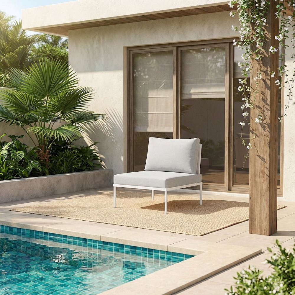 Outdoor Patio Aluminum Armless Lounge Chair With Sturdy Frame And Modern Design. Picture 2