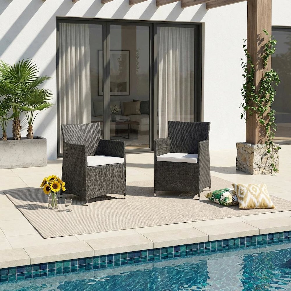 Outdoor Patio Wicker Armchair Set Of 2 With Comfortable Cushions. Picture 2
