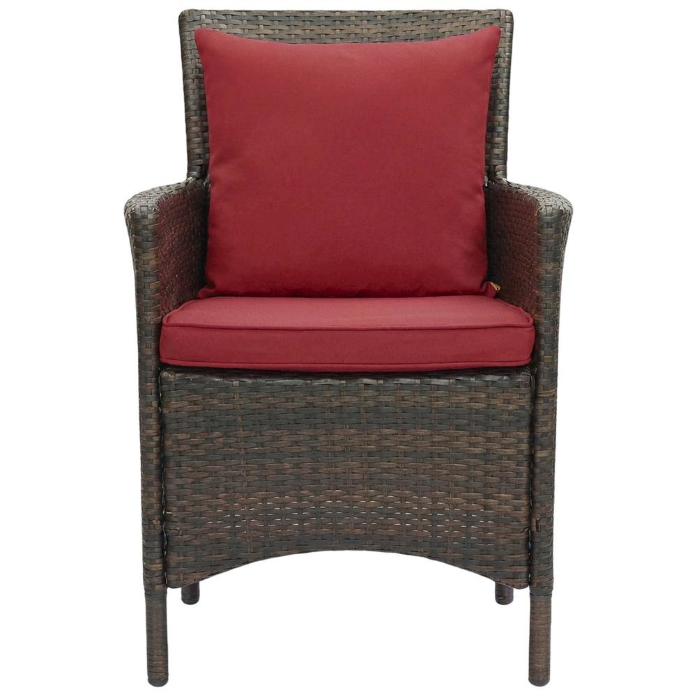 Outdoor Patio Wicker Rattan Dining Armchair Set Of 2 With Armrests. Picture 4