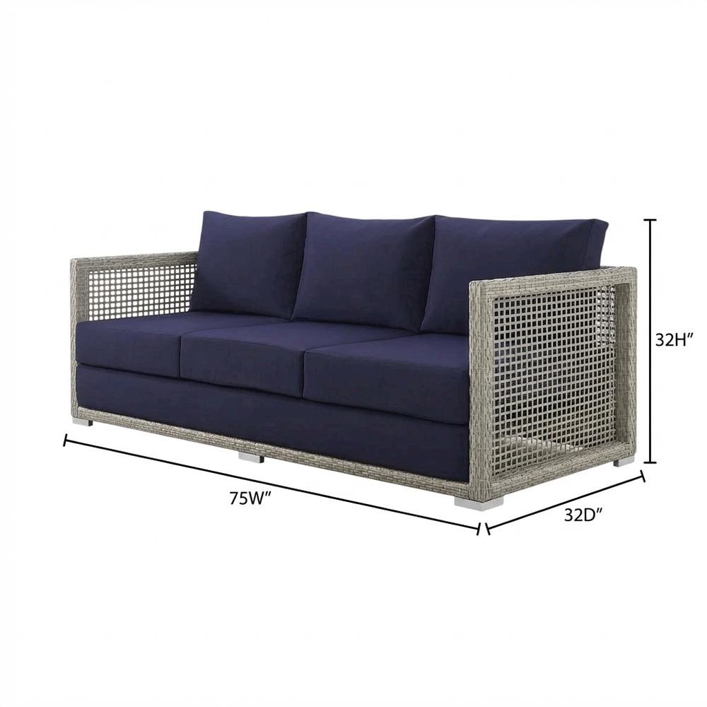 Modern Outdoor Sofa With Armrests, Weather-Resistant Fabric, And Plush Cushions. Picture 7
