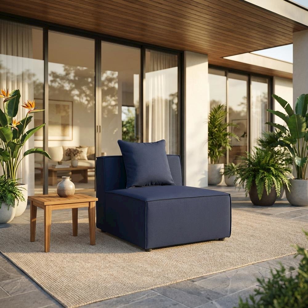 Outdoor Patio Upholstered Armchair in Neutral Color for Comfortable Seating. Picture 2