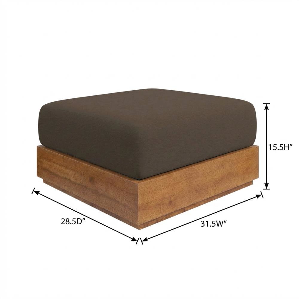 Outdoor Patio Acacia Wood Ottoman With Sturdy Frame And Versatile Design. Picture 7